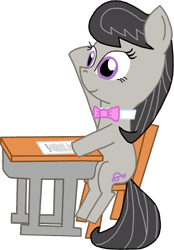 Size: 645x929 | Tagged: safe, artist:starshinesprint, octavia melody, earth pony, pony, desk, filly, solo, young