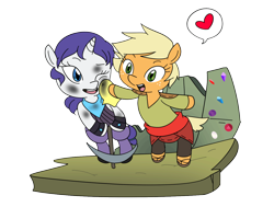 Size: 1280x969 | Tagged: safe, artist:cowgirlrarity, applejack, rarity, oc, oc:ivory, oc:sparkling cider, earth pony, pony, unicorn, female, lesbian, rarijack, shipping, ultimare universe