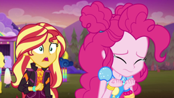 Size: 1920x1080 | Tagged: safe, screencap, pinkie pie, snow flower, sunset shimmer, better together, equestria girls, sunset's backstage pass!, crying, music festival outfit