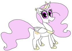 Size: 856x602 | Tagged: artist needed, safe, princess celestia, alicorn, pony, 4chan, crown, drawthread, horseshoes, jewelry, peytral, pink-mane celestia, regalia, simple background, smiling, solo, white background