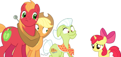 Size: 1990x950 | Tagged: safe, artist:tizerfiction, apple bloom, applejack, big macintosh, granny smith, alicorn, pony, apple family, bloomicorn, race swap, shocked, simple background, transparent background, vector