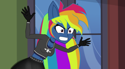 Size: 4321x2409 | Tagged: safe, artist:galacticflashd, derpibooru exclusive, derpibooru import, screencap, evil pie hater dash, rainbow dash, equestria girls, secrets and pies, adorapiehater, breasts, clothes, cute, female, gloves, gritted teeth, long gloves, makeup, rainboob dash, short shirt, show accurate, skirt, solo