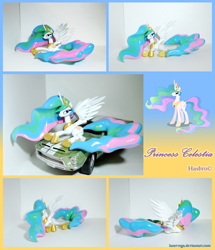 Size: 3165x3675 | Tagged: safe, artist:jiayi, artist:laservega, princess celestia, alicorn, pony, car, craft, figurine, ford mustang, irl, photo, plot, prone, sculpture, solo, spread wings, toy, traditional art, wings