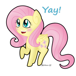 Size: 2800x2800 | Tagged: safe, artist:holiday252, fluttershy, pegasus, pony, :d, blushing, looking up, raised hoof, simple background, solo, standing, transparent background, yay