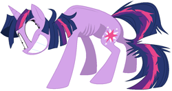 Size: 1011x535 | Tagged: safe, artist:xenon, derpibooru import, twilight sparkle, unicorn twilight, pony, unicorn, bad end, emaciated, female, insanity, mare, ms paint, simple background, skinny, solo, starvation, twilight snapple, white background