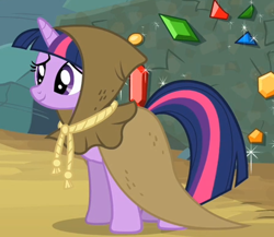 Size: 449x389 | Tagged: safe, derpibooru import, screencap, clover the clever, twilight sparkle, pony, unicorn, hearth's warming eve (episode), clothes, costume, cropped, female, hearth's warming eve, mare, outfit catalog, solo