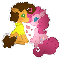 Size: 935x909 | Tagged: safe, artist:kikirdcz, cheese sandwich, pinkie pie, earth pony, pony, cheesepie, female, heart, hearts and hooves day, male, shipping, simple background, straight, transparent background