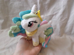 Size: 4608x3456 | Tagged: safe, artist:shadowkrafts, princess celestia, pony, absurd resolution, in goliath's palm, irl, photo, plushie, solo