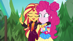 Size: 1920x1080 | Tagged: safe, screencap, pinkie pie, sunset shimmer, better together, equestria girls, sunset's backstage pass!