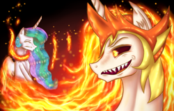 Size: 2490x1596 | Tagged: safe, artist:moonlightprincess002, daybreaker, princess celestia, alicorn, pony, a royal problem, open mouth