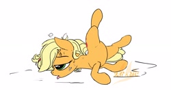 Size: 3579x1949 | Tagged: safe, artist:drake, applejack, earth pony, pony, backbend, explicit source, female, out of context, solo, sweat