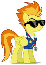 Size: 2130x3000 | Tagged: safe, artist:brony-works, derpibooru import, spitfire, pegasus, pony, clothes, drill sergeant, high res, raised eyebrow, simple background, solo, sunglasses, transparent background, vector, wings, wonderbolts dress uniform