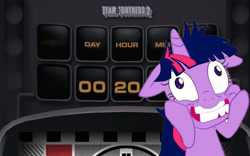 Size: 900x563 | Tagged: safe, derpibooru import, twilight sparkle, lesson zero, clock is ticking, expiration date, love & war update, solo, team fortress 2, twilight snapple