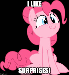 Size: 500x549 | Tagged: safe, pinkie pie, earth pony, pony, female, image macro, mare, meme, pink coat, solo