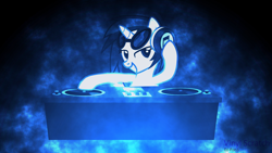 Size: 1920x1080 | Tagged: safe, artist:maxsior670, derpibooru import, dj pon-3, vinyl scratch, pony, unicorn, blue theme, wallpaper