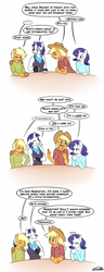 Size: 652x1700 | Tagged: safe, artist:siden, applejack, rarity, oc, oc:ivory, oc:sparkling cider, anthro, comic, female, lesbian, rarijack, shipping, ultimare universe