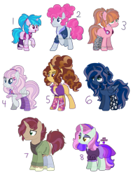 Size: 779x1025 | Tagged: safe, artist:midnightamber, alicorn, bat pony, bat pony alicorn, earth pony, pegasus, pony, unicorn, adopts, bowtie, bracelet, choker, clothes, ear piercing, earring, eyeshadow, female, headphones, jacket, jewelry, leather jacket, lip piercing, makeup, male, mare, multicolored hair, parent:adagio dazzle, parent:azure velour, parent:flashdancer, parent:fluttershy, parent:hoo'far, parent:lemon zest, parent:oc:elizabat stormfeather, parent:oc:midnight, parent:pacific glow, parent:pinkie pie, parent:saffron masala, parent:sapphire shores, parent:sassy saddles, parent:sugarcoat, parent:sunburst, parent:vinyl scratch, parents:oc x oc, piercing, ponytails, raised hoof, raised leg, shipping adopts, shirt, simple background, socks, spiked choker, stallion, stockings, sweater, thigh highs, transparent background, transparent skirt, vest, wristband