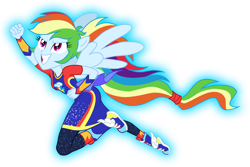 Size: 1200x800 | Tagged: safe, artist:sapphiregamgee, derpibooru import, rainbow dash, better together, equestria girls, forgotten friendship, big smile, grin, pants, ponied up, pony ears, pose, simple background, solo, super ponied up, transparent background, wings