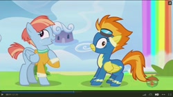 Size: 1600x900 | Tagged: safe, derpibooru import, screencap, spitfire, windy whistles, pony, parental glideance, clothes, uniform, wonderbolts uniform