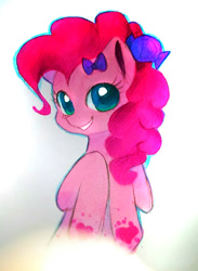 Size: 556x759 | Tagged: safe, artist:jacky-bunny, pinkie pie, earth pony, pony, bow, hair bow, markers, photo, solo, traditional art