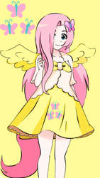 Size: 540x960 | Tagged: safe, artist:yui-chan24, fluttershy, human, cutie mark, humanized, solo, tailed humanization, winged humanization