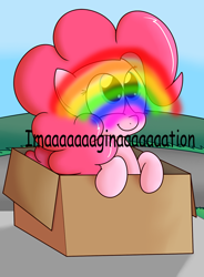 Size: 1000x1361 | Tagged: safe, pinkie pie, pony, box, idiot box, pony in a box, spongebob squarepants