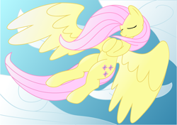 Size: 3571x2511 | Tagged: safe, artist:gebos97531, fluttershy, pegasus, pony, eyes closed, flying, reference, simpler, solo