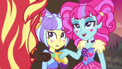 Size: 1600x900 | Tagged: safe, screencap, kiwi lollipop, sunset shimmer, supernova zap, better together, equestria girls, sunset's backstage pass!, k-lo, postcrush, su-z