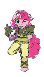 Size: 540x938 | Tagged: safe, artist:brownie-bytes, part of a set, pinkie pie, anthro, bard, bard pie, fantasy class, final fantasy, harp, musical instrument, solo