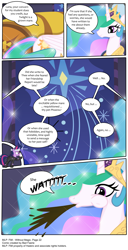 Size: 3419x6702 | Tagged: safe, artist:perfectblue97, princess celestia, princess luna, twilight sparkle, alicorn, pony, comic:without magic, absurd resolution, canterlot castle, comic, food, future twilight, tea