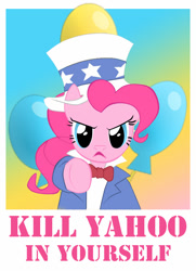 Size: 600x830 | Tagged: safe, pinkie pie, earth pony, pony, female, mare, pink coat, poster, solo, uncle sam