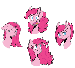 Size: 736x668 | Tagged: safe, artist:scarletskitty12, pinkie pie, earth pony, pony, the cutie re-mark, apinkalypse pie, bust, collage, colored, expressions, multeity, no pupils, open mouth, pinkamena diane pie, portrait, sketch