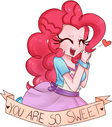 Size: 581x661 | Tagged: safe, artist:lucy-tan, pinkie pie, equestria girls, blushing, cute, diapinkes, happy, heart, solo, valentine, valentine's day