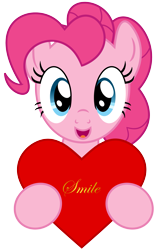 Size: 1939x3031 | Tagged: safe, artist:comfydove, pinkie pie, earth pony, pony, heart, hearts and hooves day, looking at you, solo