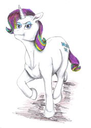 Size: 1288x1811 | Tagged: safe, artist:edhelistar, rarity, pony, unicorn, fanfic:continuity saga, it isn't the mane thing about you, alternate hairstyle, fanfic, fanfic art, simple background, traditional art