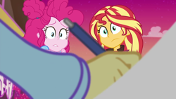 Size: 1920x1080 | Tagged: safe, screencap, pinkie pie, sunset shimmer, supernova zap, better together, equestria girls, sunset's backstage pass!