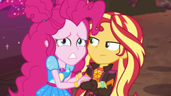 Size: 1920x1080 | Tagged: safe, screencap, pinkie pie, sunset shimmer, better together, equestria girls, sunset's backstage pass!