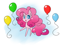 Size: 3507x2480 | Tagged: safe, artist:pumpkinkikile, pinkie pie, earth pony, pony, balloon, chibi, solo