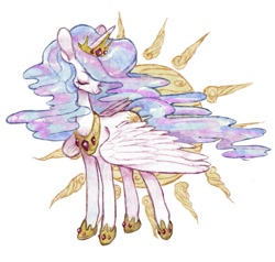 Size: 789x750 | Tagged: safe, artist:zaininn, princess celestia, alicorn, pony, simple background, solo, white background