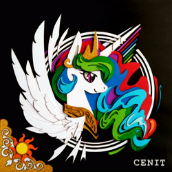 Size: 2619x2619 | Tagged: safe, artist:cenit-v, artist:jiuweidehuli, princess celestia, alicorn, pony, craft, papercraft, solo, spread wings, traditional art, wings