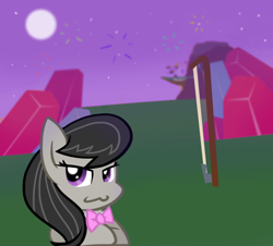 Size: 772x698 | Tagged: safe, artist:chainchomp7, octavia melody, earth pony, pony, black mane, female, gray coat, mare, moon, solo