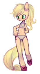 Size: 700x1271 | Tagged: safe, artist:nitronic, applejack, anthro, belly button, solo