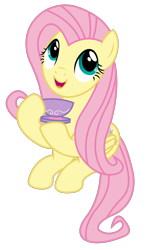 Size: 916x1538 | Tagged: safe, artist:sketchmcreations, fluttershy, pegasus, pony, make new friends but keep discord, cute, food, open mouth, shyabetes, simple background, sitting, solo, tea, transparent background, vector