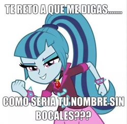 Size: 480x469 | Tagged: safe, sonata dusk, equestria girls, rainbow rocks, challenge accepted, meme, solo, spanish