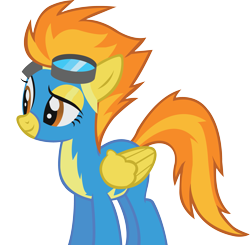 Size: 3105x3042 | Tagged: safe, artist:midnite99, derpibooru import, spitfire, pegasus, pony, the best night ever, clothes, female, goggles, mare, simple background, solo, transparent background, uniform, vector, vector trace, wonderbolts uniform