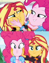 Size: 678x866 | Tagged: safe, edit, screencap, pinkie pie, sunset shimmer, better together, equestria girls, mirror magic, sunset's backstage pass!, spoiler:eqg specials, cheeks, touching face