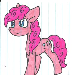 Size: 596x612 | Tagged: safe, artist:cmara, pinkie pie, earth pony, pony, lined paper, solo, traditional art