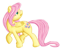 Size: 900x706 | Tagged: safe, artist:undefined-shadow, fluttershy, pegasus, pony, female, mare, pink mane, solo, yellow coat