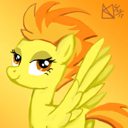 Size: 1500x1500 | Tagged: safe, artist:kelseyleah, derpibooru import, spitfire, pegasus, pony, female, gradient background, mare, solo