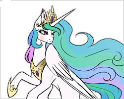 Size: 4000x3200 | Tagged: safe, artist:jewelmusic, artist:minelvi, princess celestia, alicorn, pony, collaboration, blushing, female, mare, simple background, solo, transparent background, windswept mane